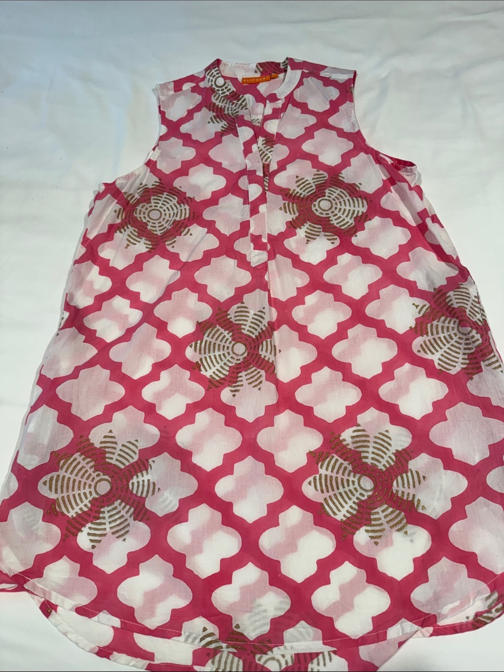 Women Pink Patterned Sleeveless Shift Dress
